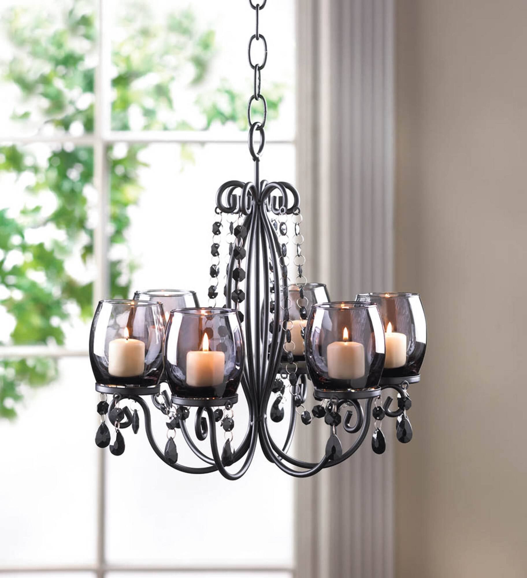 14" Midnight Elegance Candle Chandelier
